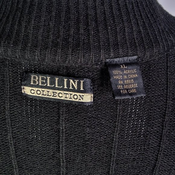 Men's Black Sweater Cardigan with Zipper - Picture 6 of 7